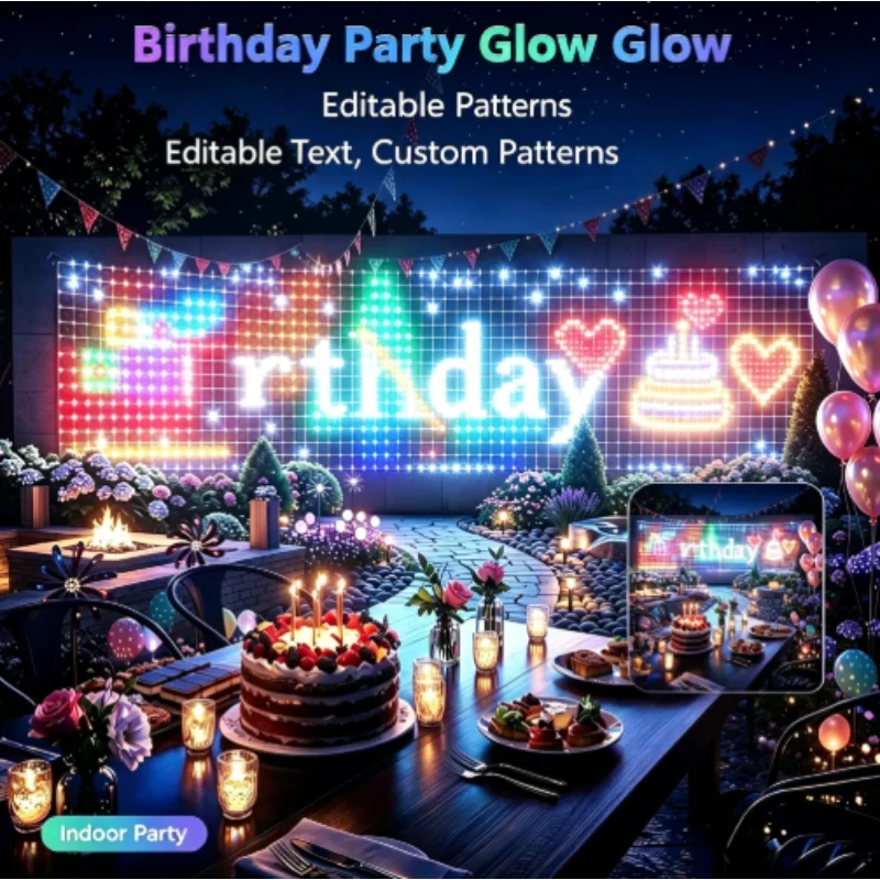 Lighting Christmas Decor - ไฟตาข่าย LED RGBIC สำหรับภายนอกอาคาร คริสต์มาส แบบยืดหยุ่น