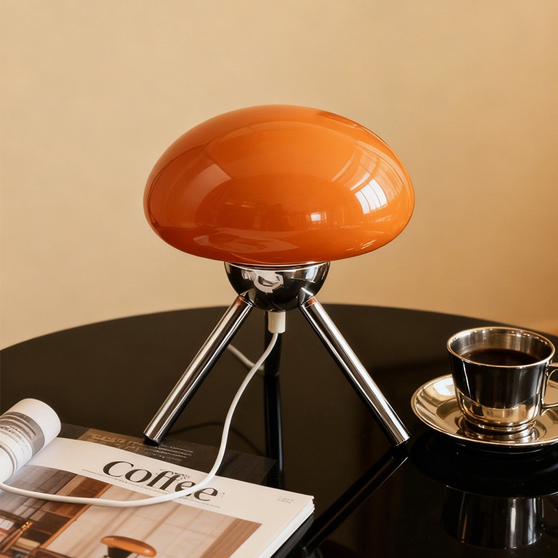 Decor Lighting Lamps - โคมไฟตั้งโต๊ะทรงเห็ดแก้วสไตล์ Bauhaus Nordic Ins สำหรับสาวๆ ควบคุมด้วยรีโมท