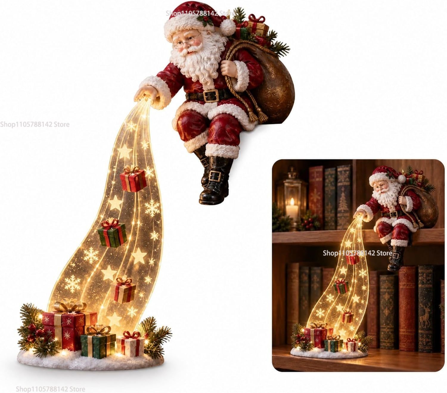 ของตกแต่งฉากไฟประดับขอบชั้นวาง - Lighting Christmas Decor บทวิจารณ์และราคา