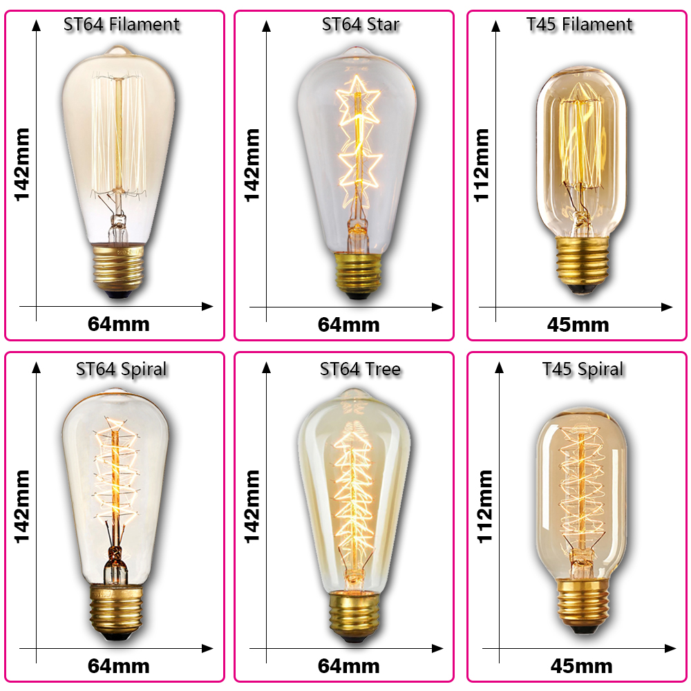 หลอดไฟเอดิสันย้อนยุค E27 40W 2 - Lighting Decoration Ideas บทวิจารณ์และราคา